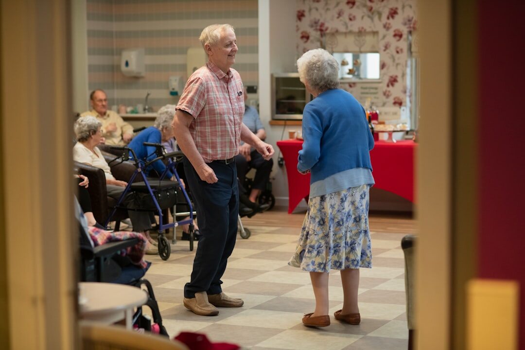 senior friends chatting after event