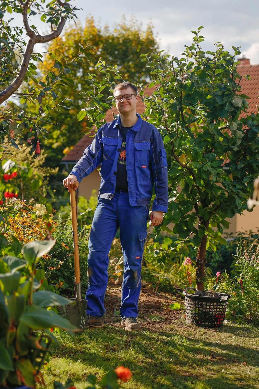 retired man gardening