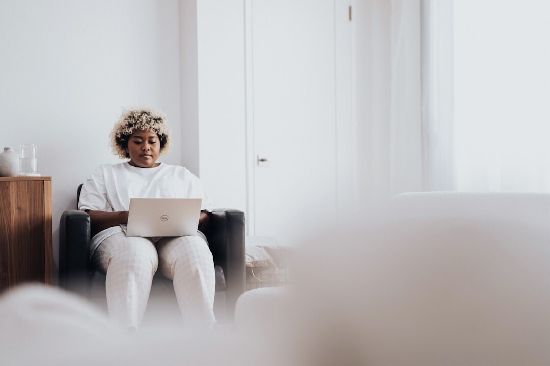 senior using laptop safely