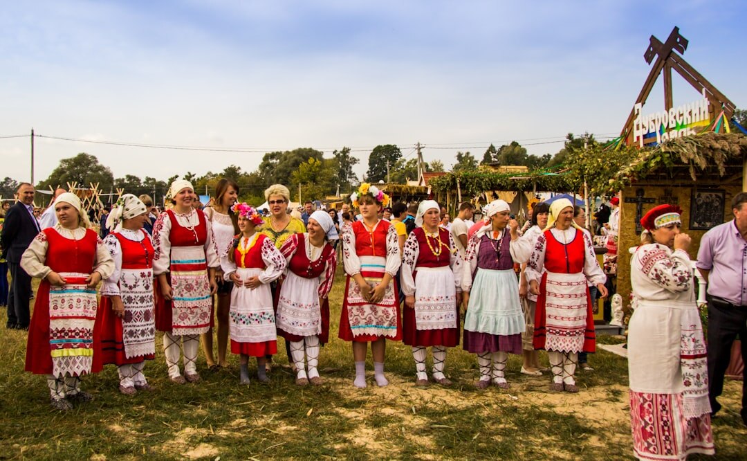 Seniors in traditional Croatian costume at a folklore festival